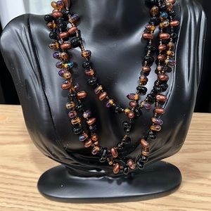Opalescent Long Beaded Necklace Handmade